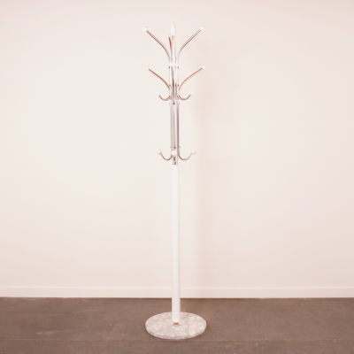 Porte manteaux sur pied en métal blanc et marbre Jens de Vesta
