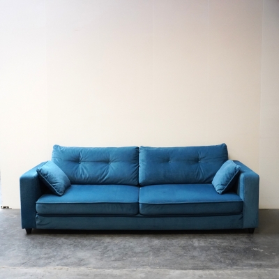 Canapé en velours texturé bleu
