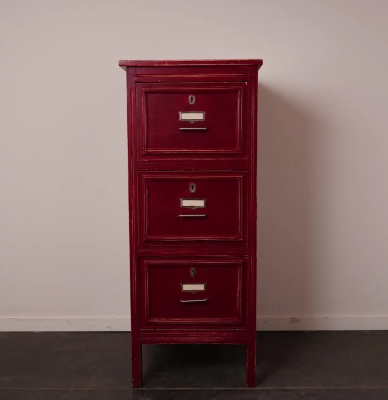 Meuble colonne/de classement en bois peint de style industriel