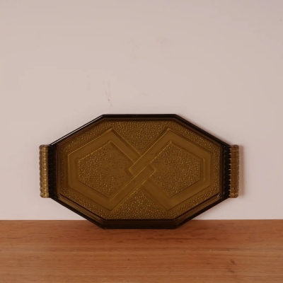 Plat octogonale en verre fumé style Art Déco