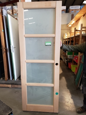 Porte vitrée  suspendu en bois