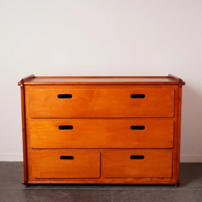 Commode en bois vernis années 80