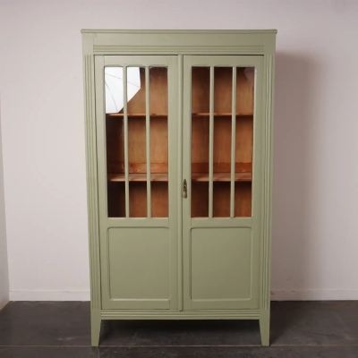 Meuble vitrine bois peint vintage