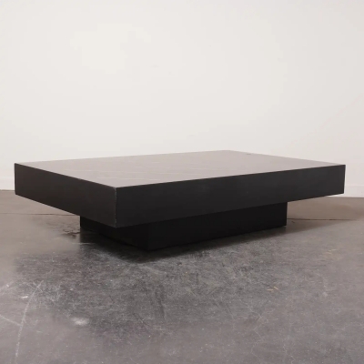 Table de salon laquée noir avec incrustations dorées de style Rizzo vintage