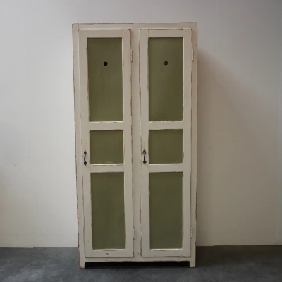 Vestiaire 2 portes en bois peint  vintage