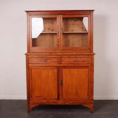 Meuble 2 corps vitrine en bois vintage