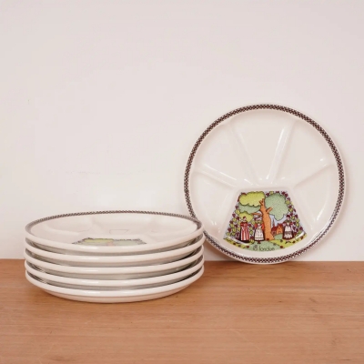 6 assiettes compartimentées de Gien vintage