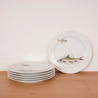 6 assiettes à poissons Aloya porcelaine Spain
