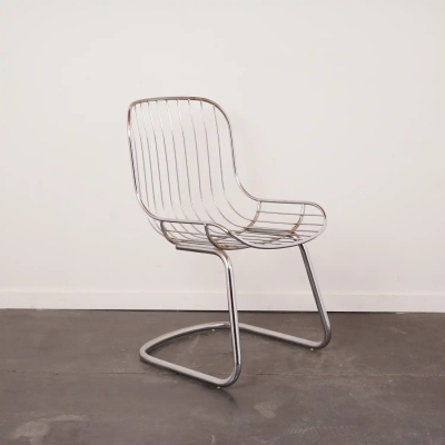 Chaise cantilever métal chromé de style Gastone Rinaldi des années 1960