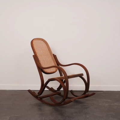Rocking chair enfant bois courbé et cannage