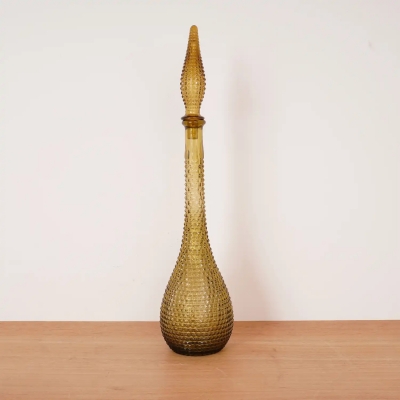 Carafe verre ambré d'Empoli Italie années 60