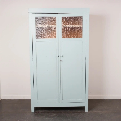 Armoire 2 portes en bois peint vintage