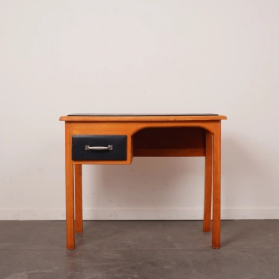 Bureau enfant en bois, tablette et tiroir bois peint vintage