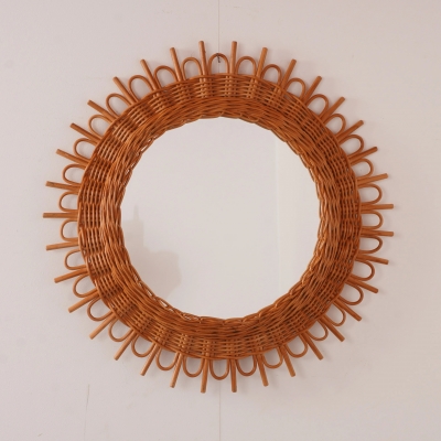 Miroir en rotin vintage