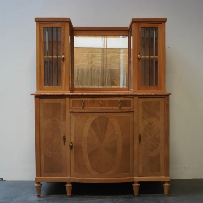 Meuble 2 corps vitrine style Art Déco bois aérogommé