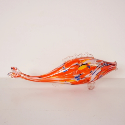 Poisson en verre souffl&eacute; de Murano motifs mouchet&eacute;s