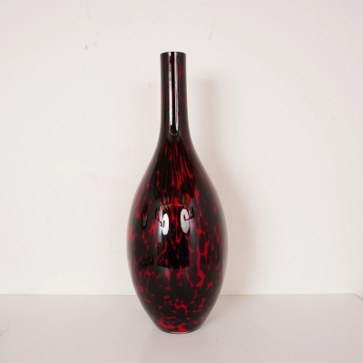 Grand vase en verre mouchet&eacute; bicolore