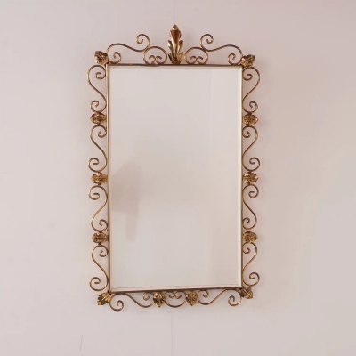 Miroir en m&eacute;tal dor&eacute; vintage