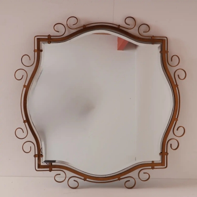 Miroir en métal doré années 50