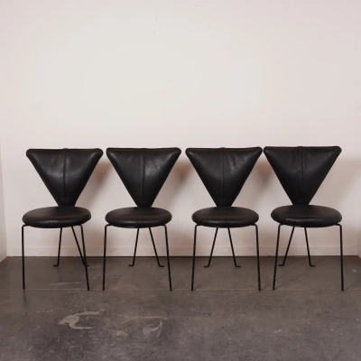 S&eacute;rie de 4 chaises Helmut Lubke &amp; Co style Moderne-Memphis 80'