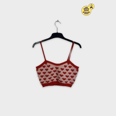 Top Shein tricoté rose à motifs coeurs 🛒