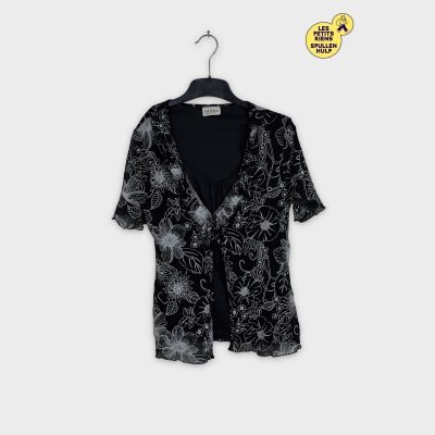 Chemisier Canda noir à fleurs 🌸🌼