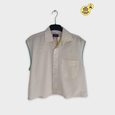 Chemise Arrow vintage crème à bordure turquoise 🛒