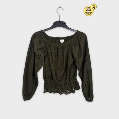Chemisier H&m vert kaki à broderies ajourées 🛒