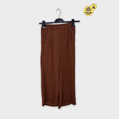 Pantalon Fluide Marron à Pois Noirs XS 🤎