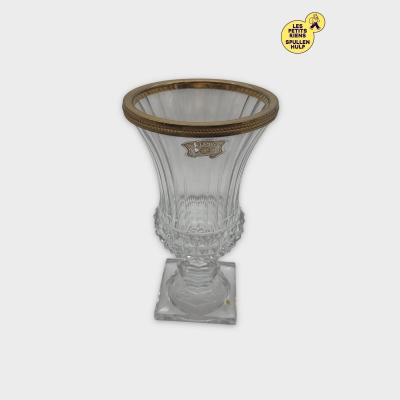 Vase Val Saint Lambert en cristal taillé et doré