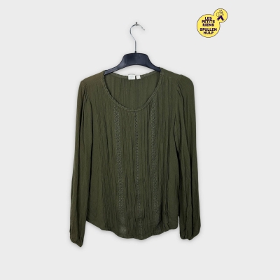Chemisier vert kaki Gap manches longues dentelle 🌿