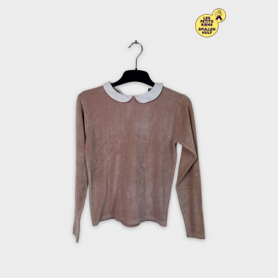 Sweat Buissonnière & Girls 14 ans rose poudré col blanc 🌸