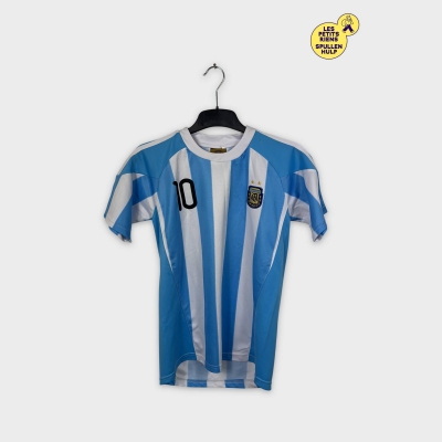Maillot de foot Argentine Messi rayures bleu et blanc 12 ans