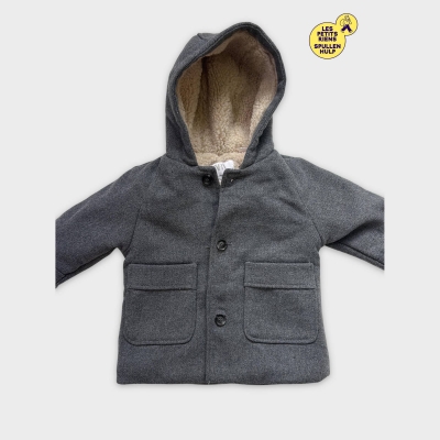 Manteau Zara gris à capuche doublé mouton 9-12 mois 🐑
