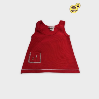 Robe rouge Les mômes avec poche brodée 3 ans
