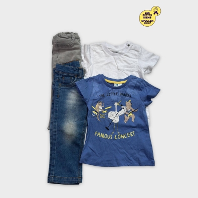 Lot vêtements enfant 👕: T-shirt So Cute, T-shirt Orchestra, 2 jeans 12-18M