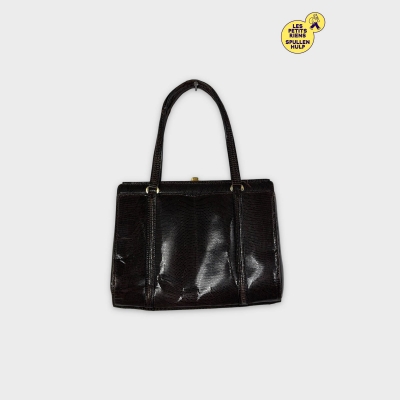 Sac à main vintage cuir marron reptile 👜