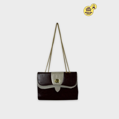 Sac à main vintage marron et argenté