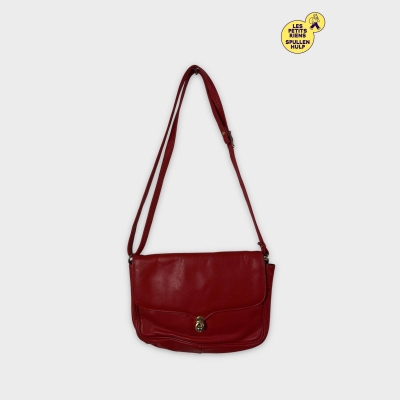 Sac à main bandoulière vintage cuir rouge 👜