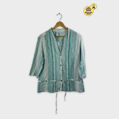 Chemise légère rayée turquoise et blanc L 👕 Damart