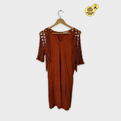 Robe Maje 🧡 Suede Orange à Franges S