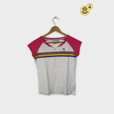T-shirt Diadora vintage rose et blanc 👚 S