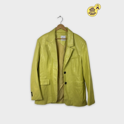 Bershka Blazer Veste Simili Cuir Jaune Citron L 🍋