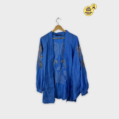 Chemisier Orfeonegro studio Bleu Motifs et Paillettes