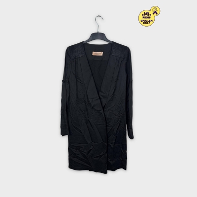 🖤 Robe noire Sandrina fasoli S - Élégance simili cuir épaules & poignets