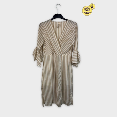 Robe Chemise Elli white rayée beige et blanc S 👚