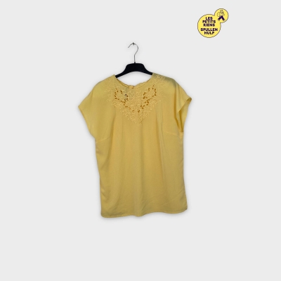T-shirt Jaune Clair Brodé Jean claire XL 🌼