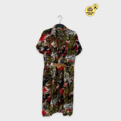 Robe à manche courte vintage Lolle Lolle Paris à motifs tropicaux S 🐅🌿