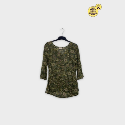 Tunique fleurie kaki manches longues Vanakyou S 🌸