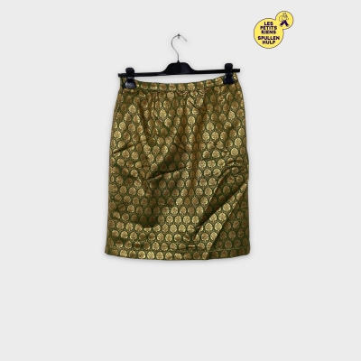 Jupe courte verte à motifs dorés Autre